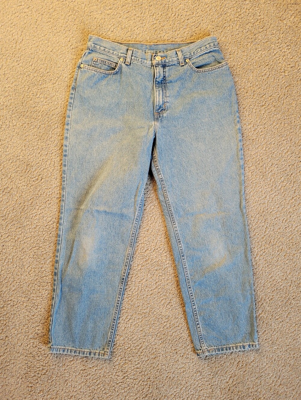 Lands' End Light Wash 100% Cotton Straight Leg Jeans Rigid Denim Womens 12 - Picture 8 of 14